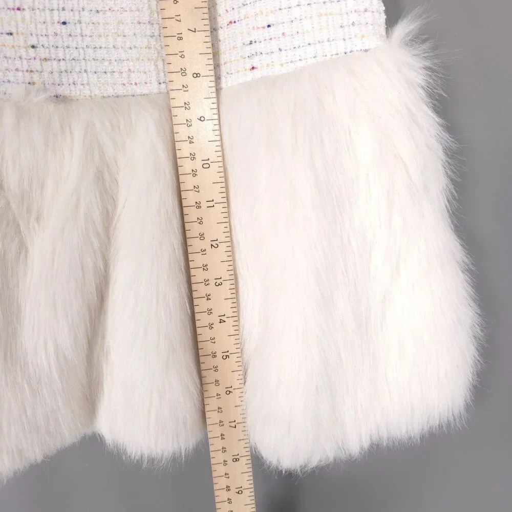 ANTHROPOLOGIE‎ MAEVE New Women’s Twofer Faux Fur Mini Skort 12 Ivory Drop Waist